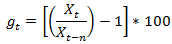 Formula for calculating a growth rate
